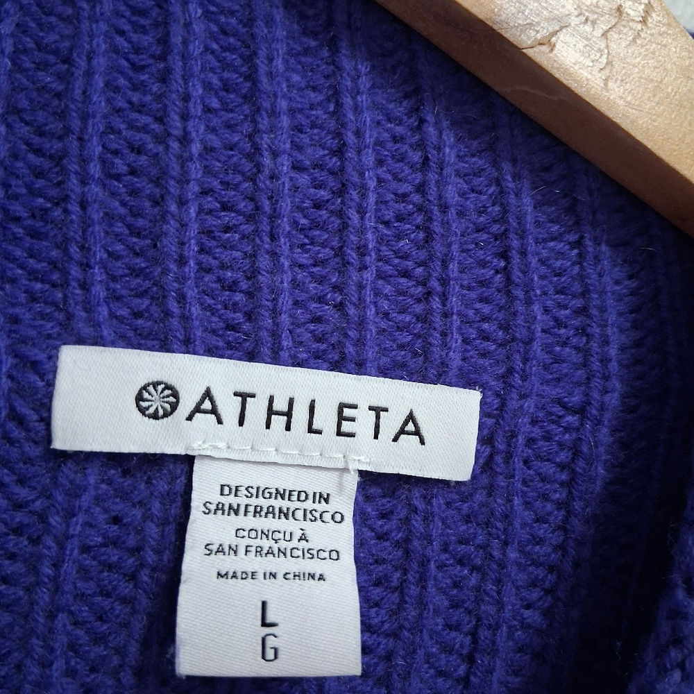 Athleta Azalea Merino Wool Cashmere Sweater Nobel Purple Sweater Size Large - Picture 7 of 12